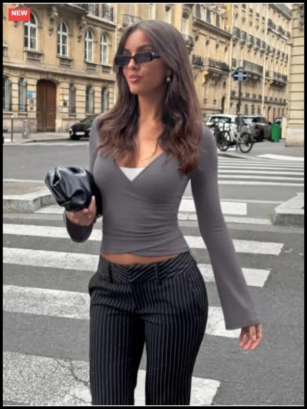 Women's Long Sleeve Wrap Cardigan Tie Front Back Bell Sleeve V Neck Crop Shrug